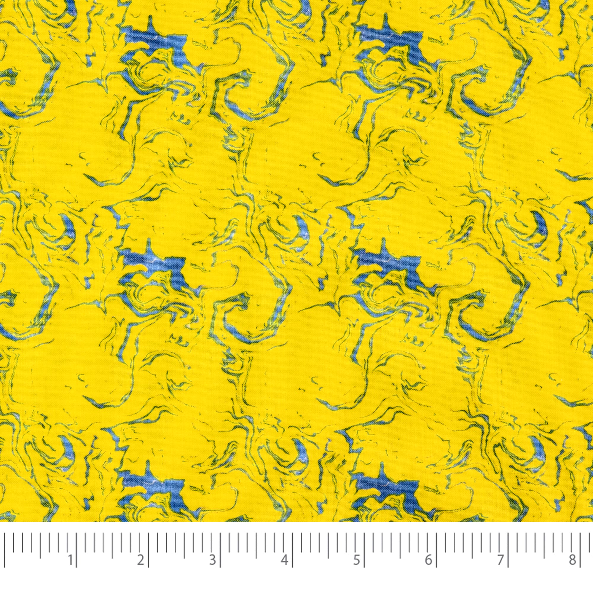 SINGER Yellow Blue Blender Cotton Fabric